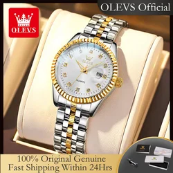 OLEVS 5526 Classic Luxury Women's Quartz Wristwatch Stainless Steel Waterproof Auto Date Diamond Scale Original Women's Watches