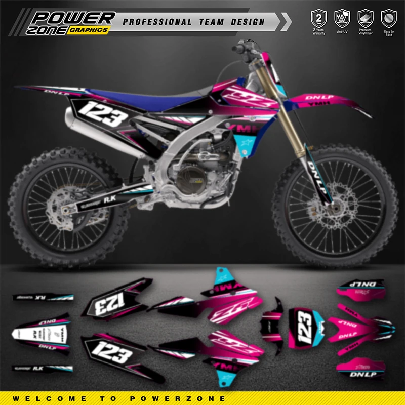 PowerZone Custom Team Graphics Backgrounds Decals Stickers Kit For YAMAHA 14-18 YZ250F 15-18 YZ250FX WRF250  14-17 YZ450F 068