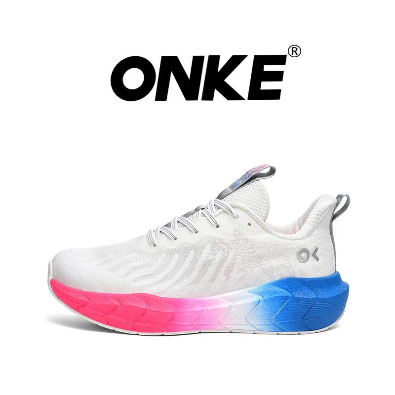 ONKE Carbon Plate Mesh Breathable Male Running Shoes Shock-proof Road Running Shoes Sneakers Soft Lace-up Cloud Tennis Shoe