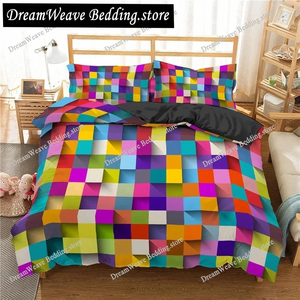 

Building Block King Queen Duvet Cover Colorful Brick Bedding Set for Boys Teens Adults Cartoon Polyester Comforter Cover741