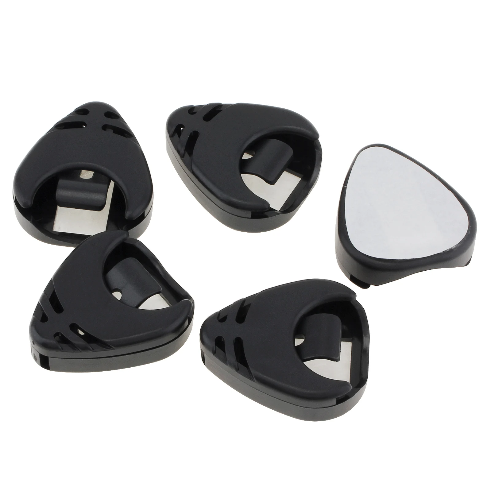 5pcs Black Plastic Stick on Guitar Pick Holder Plectrum Case for Acoustic Guitar Bass Ukulele Guitar Pick Storage Box