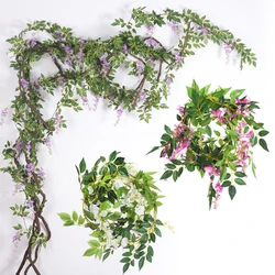 2/4Pcs Wisteria Vine 7ft Faux Flowers Silk Wisteria Garland Artificial Wisteria Vine Rattan Silk Hanging Flower for Home Garden