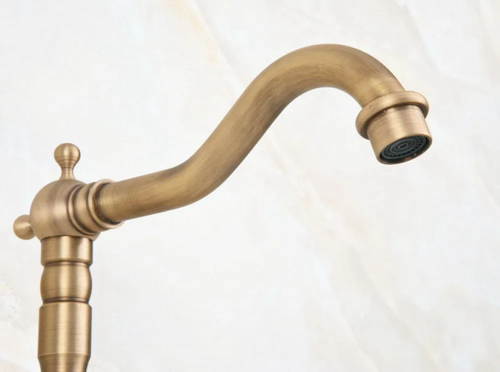 Robinets de lavabo en Bronze Antique laiton | Robinet d\'évier de salle de bains, robinet de cuisine pivotant à 360 degrés à double poignée robinets