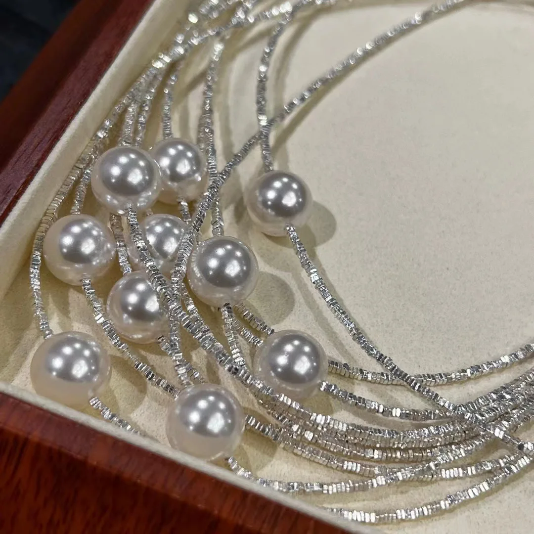 925 Silver Coin Necklace with 12mm Pearl Shell and Collarbone Chain for Women Natural Pearl Necklace Jewellery Accessories