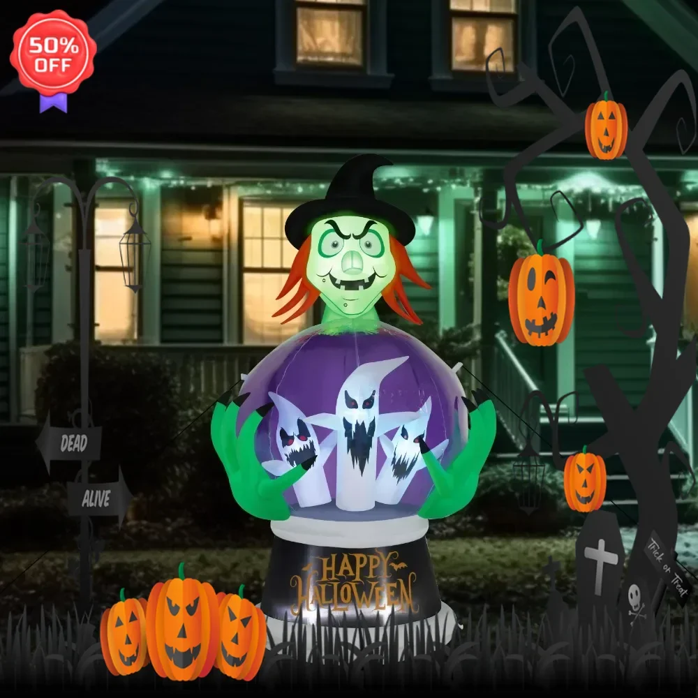 

5.9ft Witch & Crystal Ball Inflatable Halloween Decoration