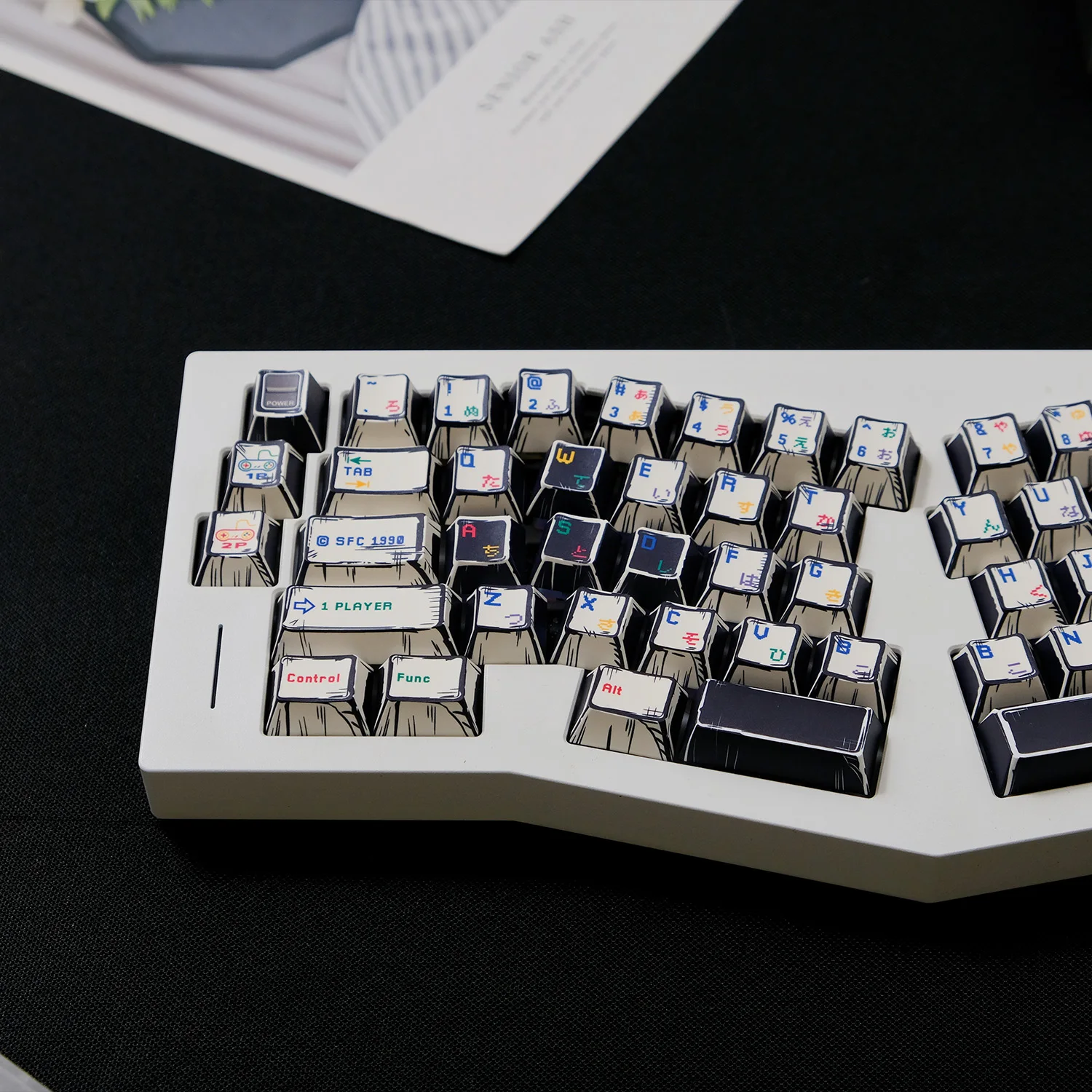 150 Tombol Retro SFC Permainan Putih Tombol Profil Ceri PBT Pewarna Gaya Manga Tombol untuk MX Switch DIY ISO Gamees Keyboard Mekanis