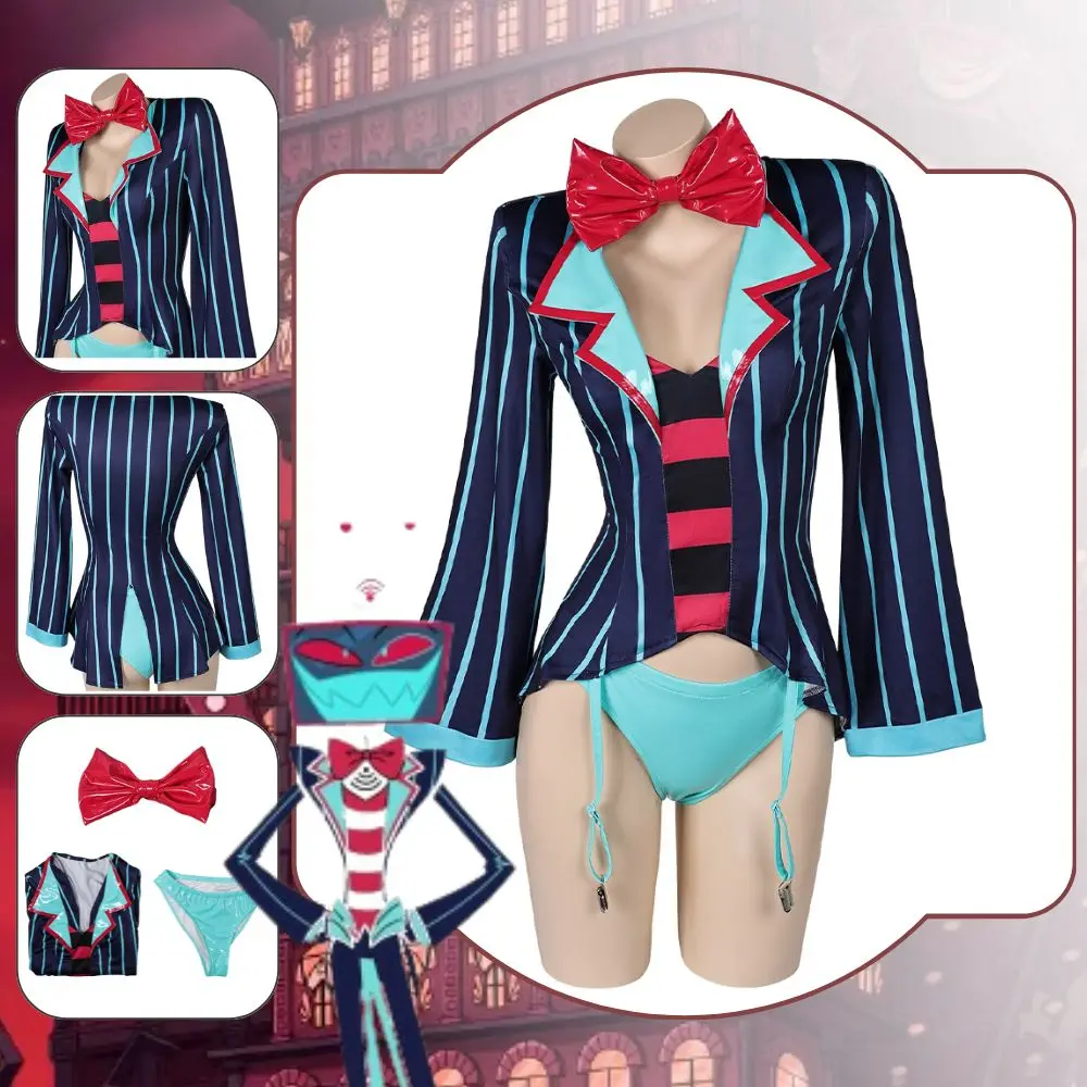 زي تنكري لفندق كرتون من Vox Hazbin ، زي فانتازيا ، ملابس داخلية مثيرة للنساء البالغات ، سترة تنكرية ، ملابس هالوين ، بدلة كرنفال
