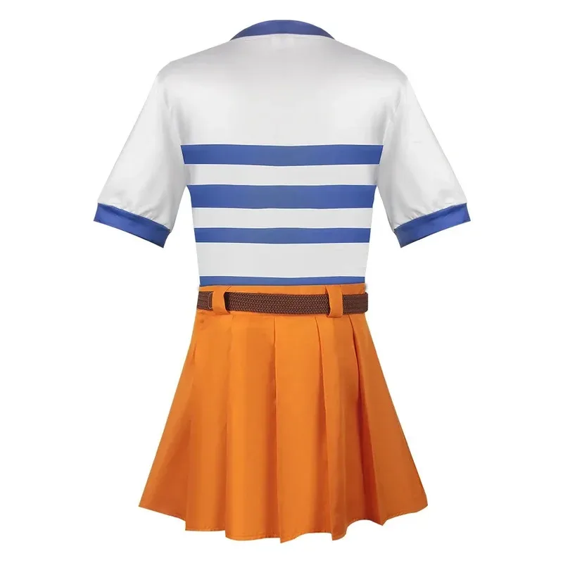 Anime Cosplay Movie Nami Tshirt Skirt Outfits with Waist Belt for Girls Women Halloween Party Nami Cosplay Costume
