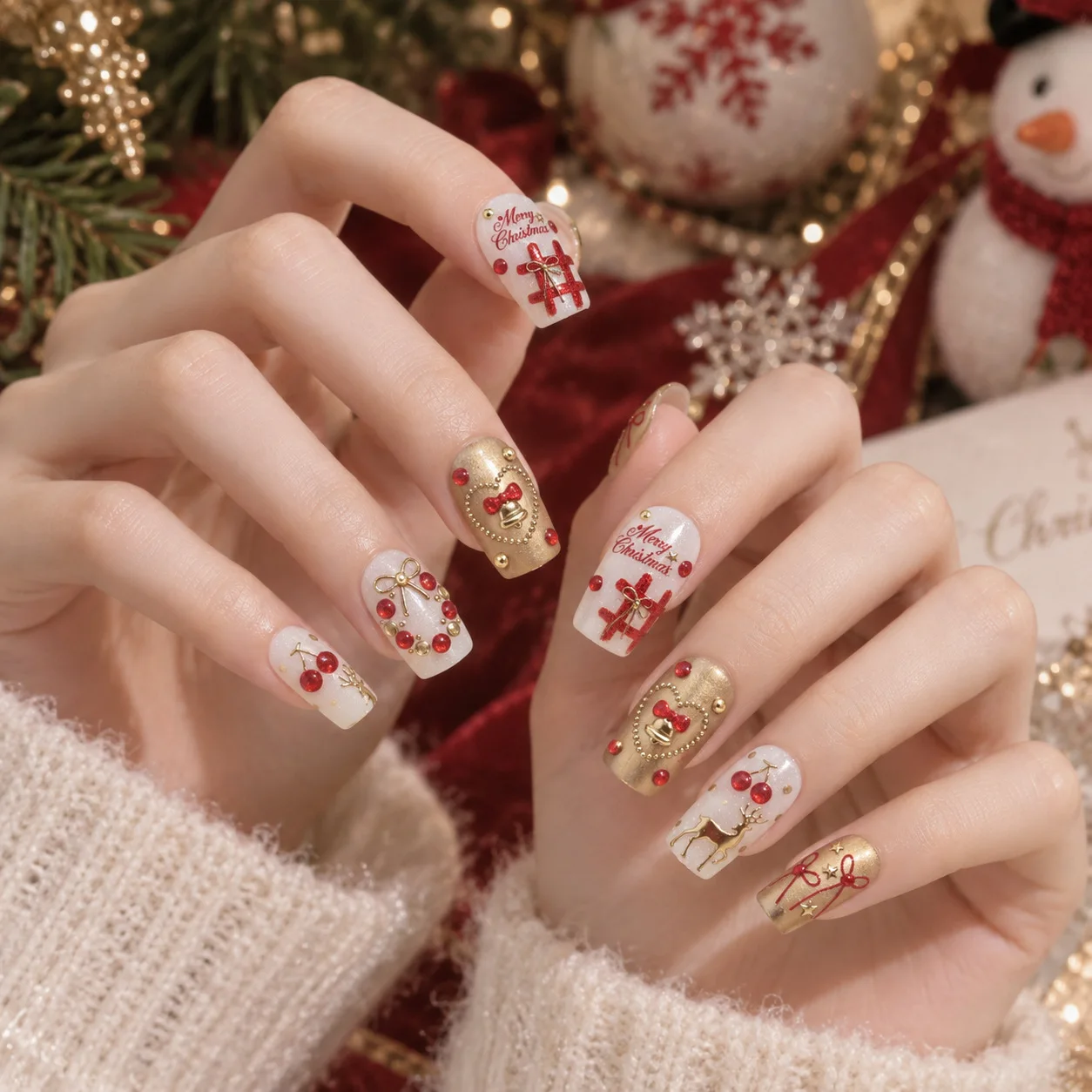 Nail Art Stickers Embossed Brown Cute Gingerbread Man Adhesive Decals Christmas Gift DIY Manicure Decoration Lightweight Party