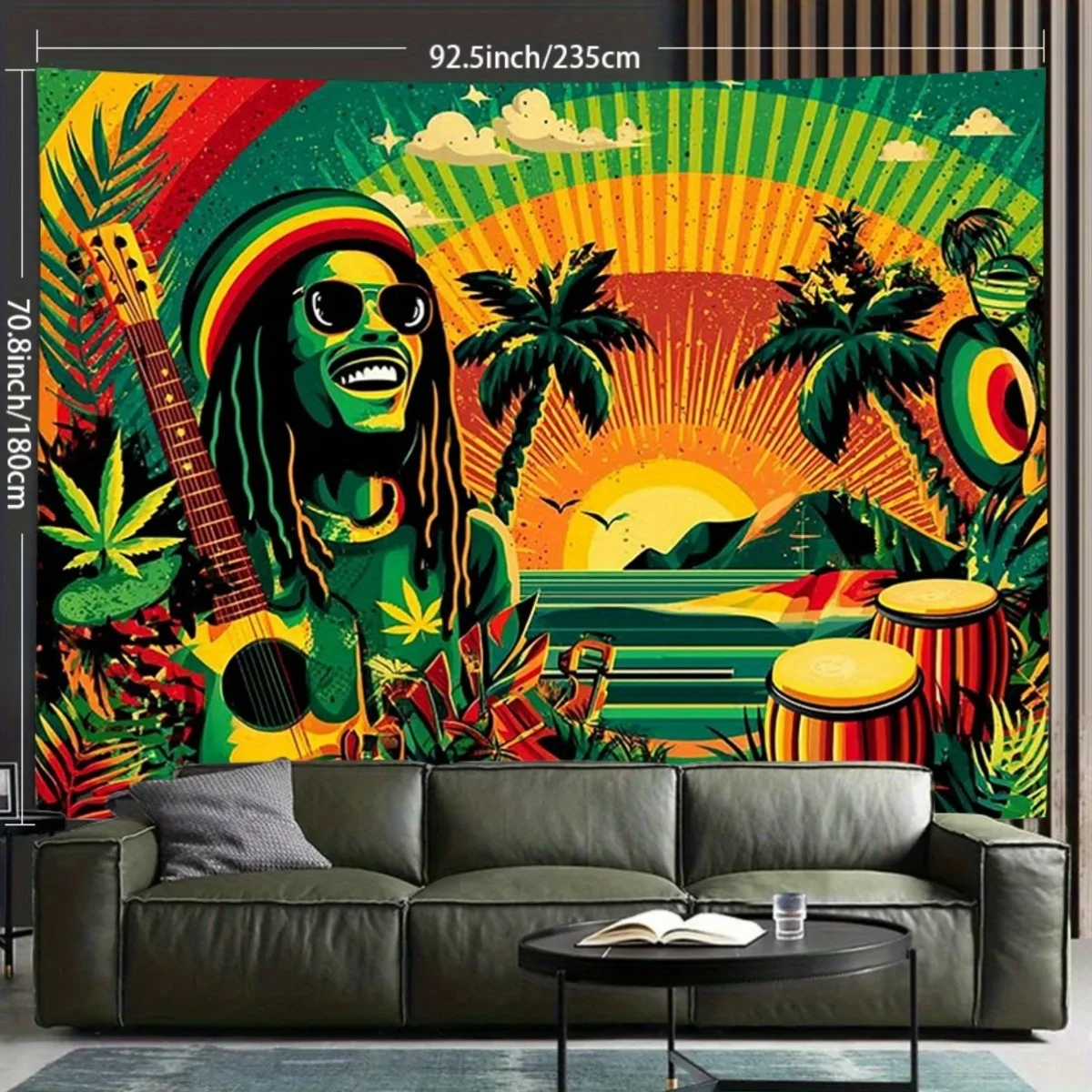 Vibrant Psychedelic Retro Music Festival Wall Mural Poster Bohemian Tropical Vibes Decor Art Print