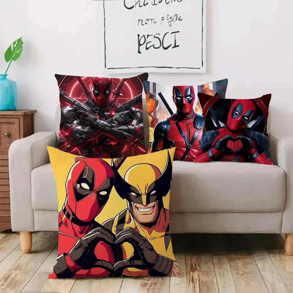 حار أنيمي مضحك Deadpools وسادة تغطي الكرتون أريكة ديكور المنزل الطباعة على الوجهين قصيرة أفخم لطيف غطاء الوسادة