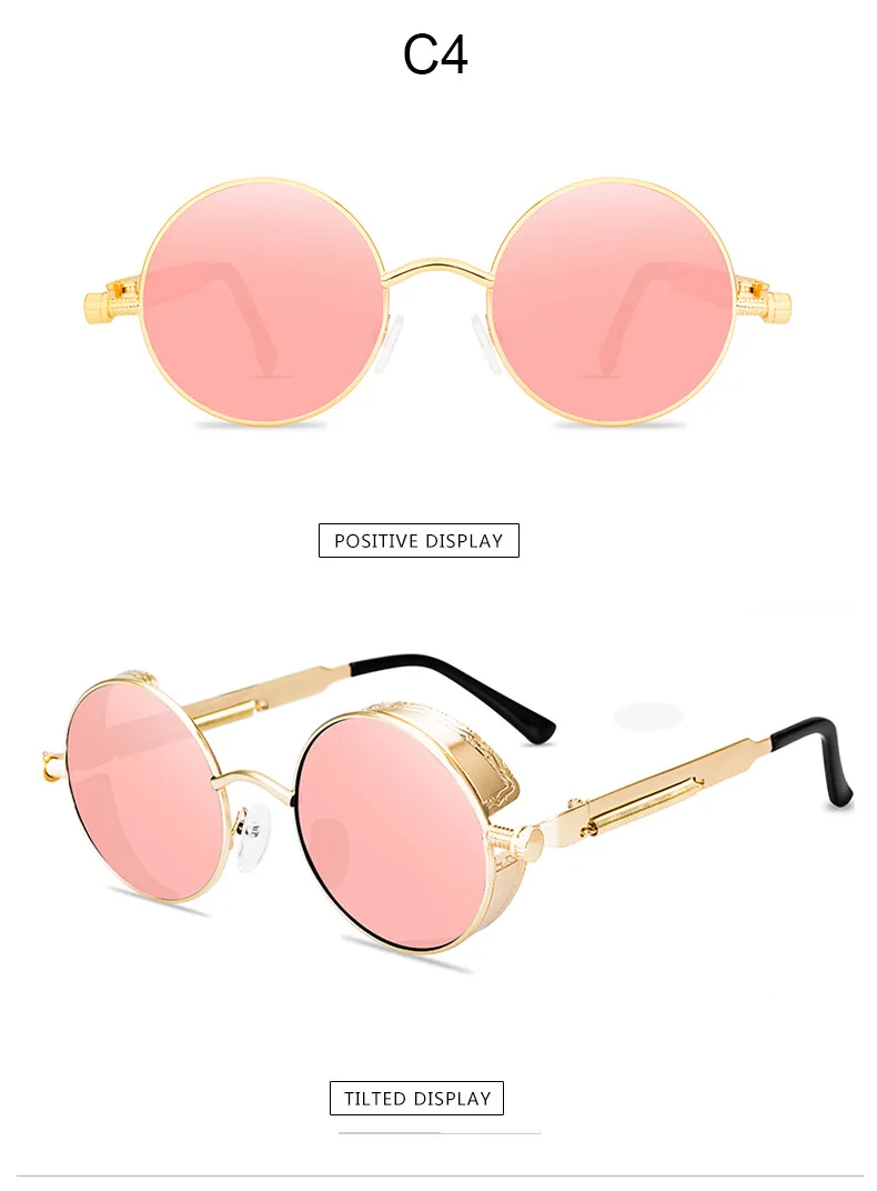 Metall Steam Punk Stil Sonnenbrille Steampunk Mode Männer Retro Runde Sonnenbrille – Detail 5