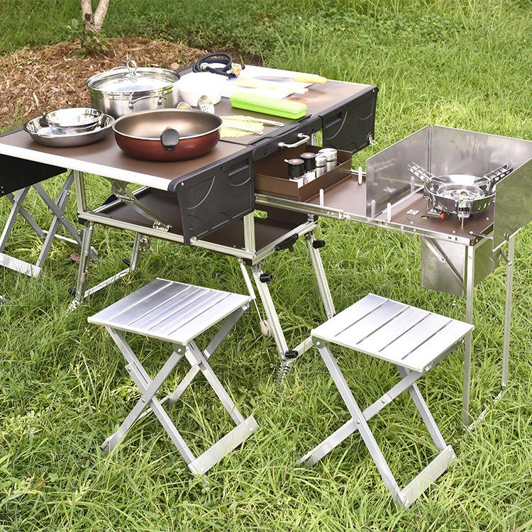 ポータブル屋外折りたたみフードトレーラーモバイルキッチン折り - Camping Cooking Dining Set のレビューと価格