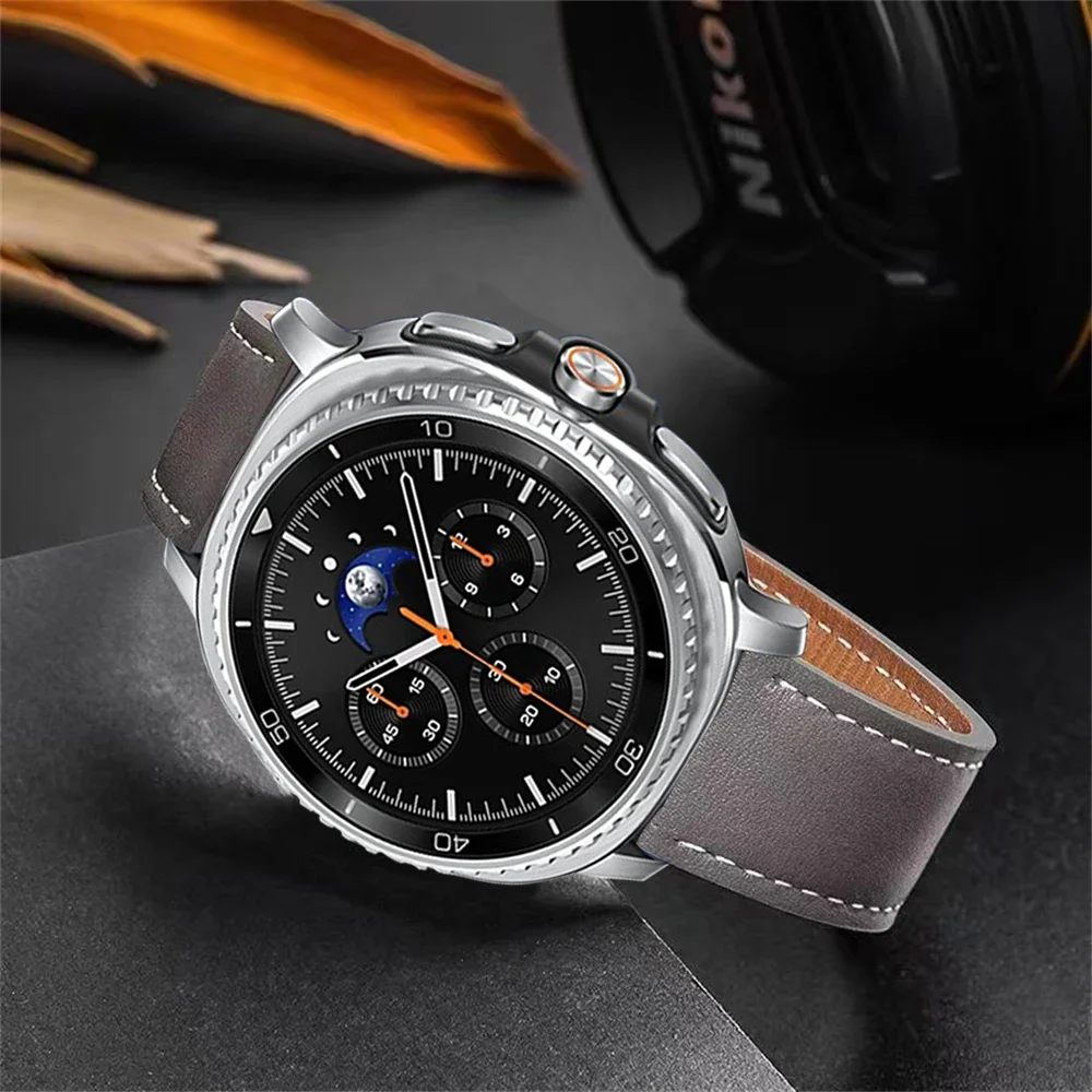 Correa de cuero para Samsung Galaxy Watch 8, 40mm, 44mm, pulseras de repuesto para Galaxy Watch8 Classic, Correa informal de 46mm