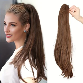 WIGSIN 16 cali/20 cali peruka syntetyczna kobiece lekko kręcone włosy w koński ogon do przedłużania pazur klip w kucyk spinka do włosów dla kobiet