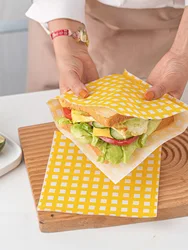 Papel de envolver sándwich de grado alimenticio, bola de arroz de hamburguesa desechable, microondas, caja a prueba de aceite, envoltura de hamburguesa especial para el hogar