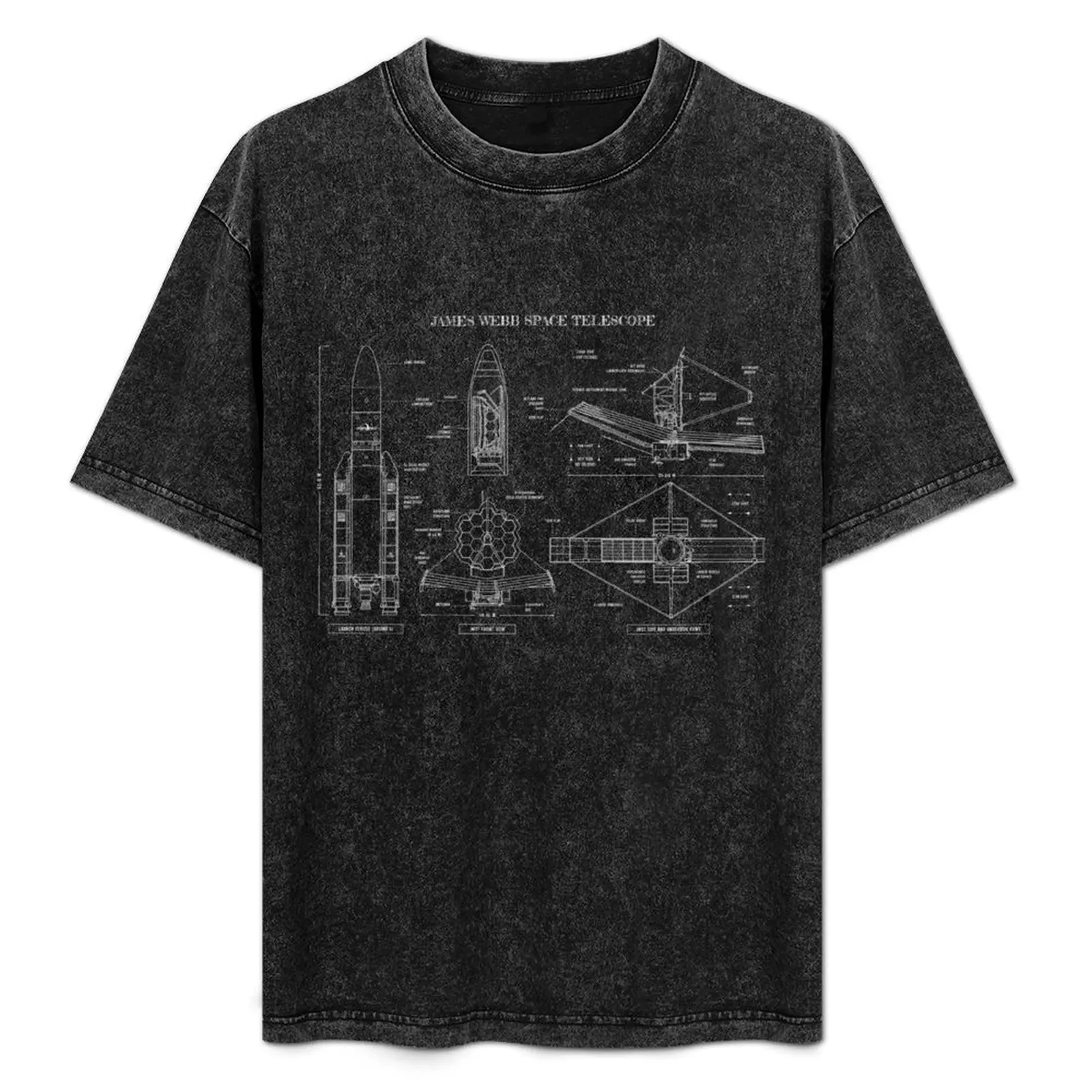 

James Webb Space Telescope (White Stencil - No Background) T-Shirt Urban Style Casual Short Sleeve Top