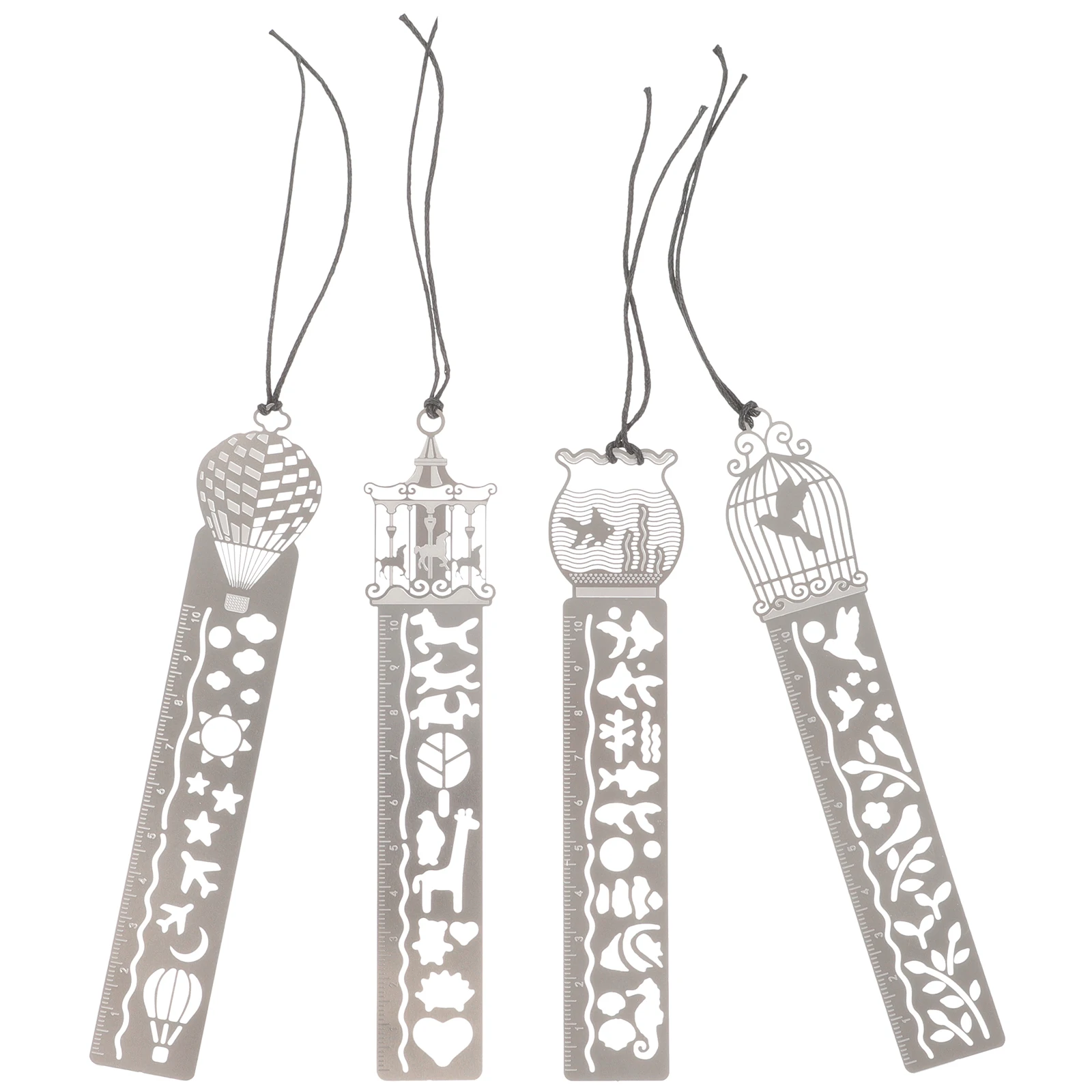 8 pezzi creativi in metallo segnalibro righello stencil non sbiadiscono bambini strumento di disegno di cancelleria per bambini per studenti file