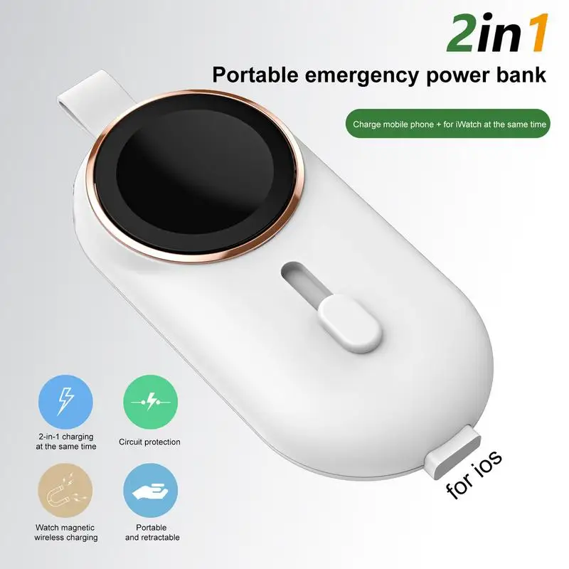 Magnetic Keychain Powerbank 2-in-1 2000mAh Mini PowerBank Pod Ultra-Compact Fast Charging Magnetic Wireless External Battery