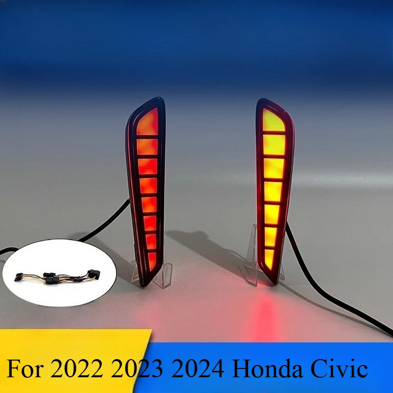 

Для Honda Civic 2022 2023 2024, задний бампер, модифицированный светодиодный стример, рулевое управление, задний противотуманный фонарь, стоп-сигнал, непромокаемый