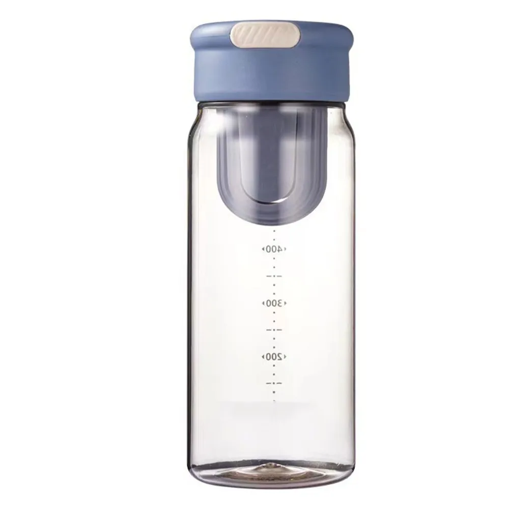 650ml Plastic Water Bottle Clear Body PC Tea Strainer Bottle Built in Tea Strainer Lightweight Design Fruit Tea Cup Office Staff