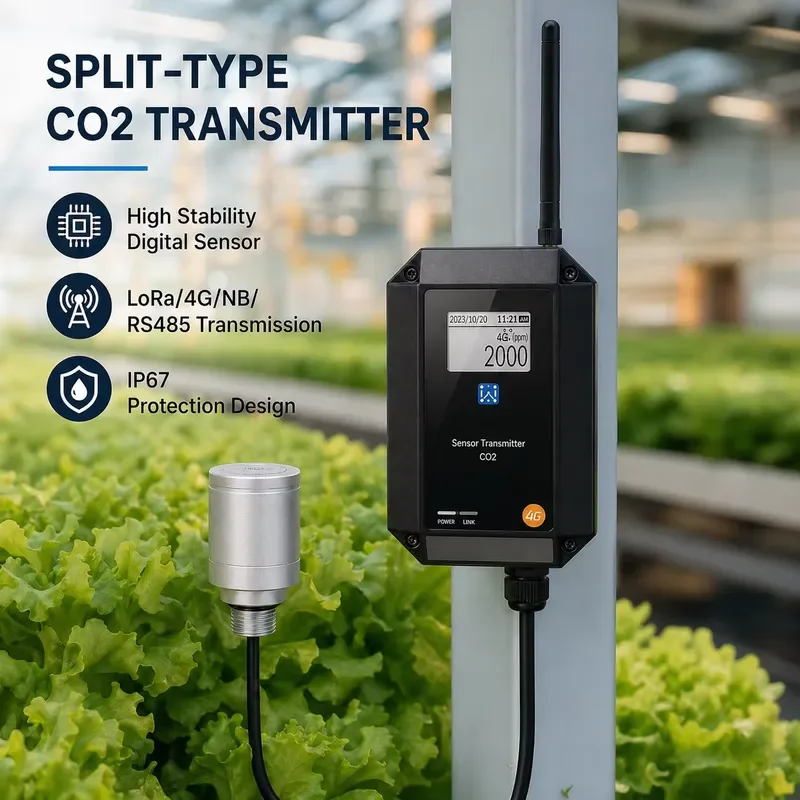 Wireless High Accuracy Digital NDIR CO2 Split Design IP67 with LoRaWAN 4G NB-IoT RS485 for Smart Farm CEA Greenhouse