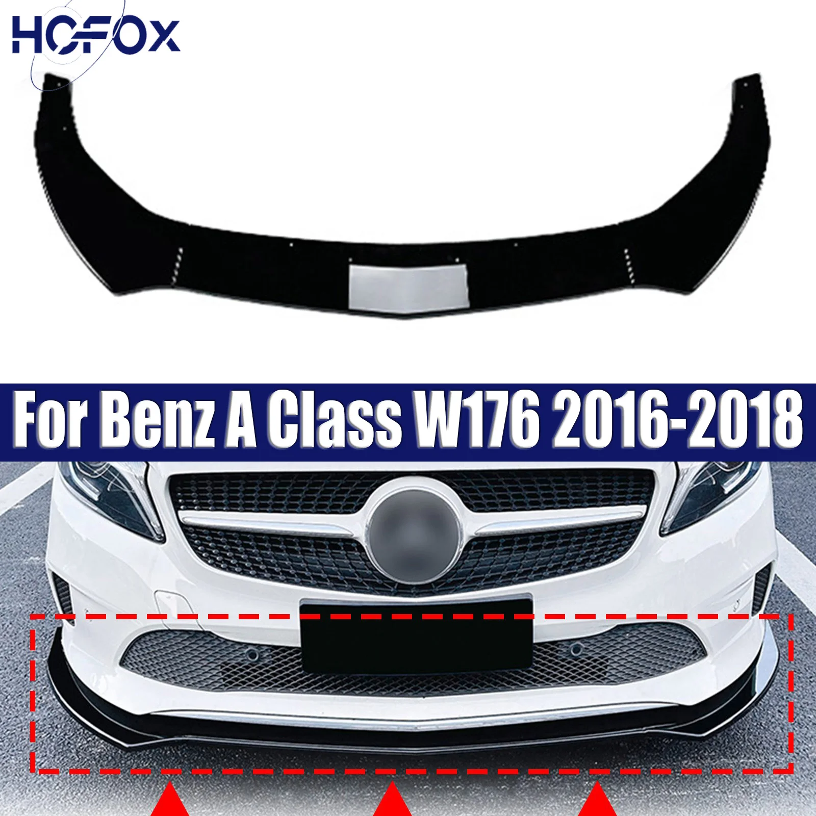 

Front Bumper Splitter Lip Spoiler Diffuser Guard Body Kit For Mercedes Benz A Class W176 2016-2018