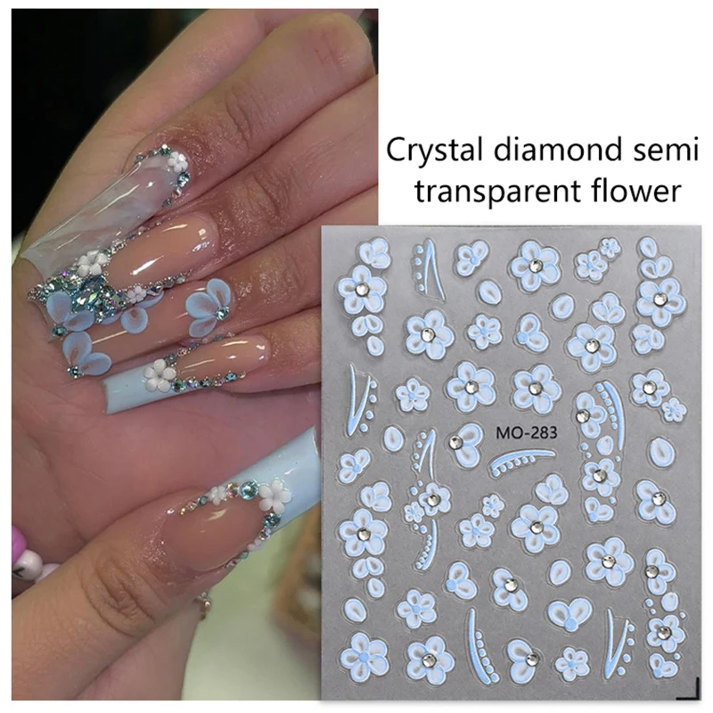 Fiore lucido strass 3D autoadesivo decorazioni per unghie adesivi decalcomanie per Manicure