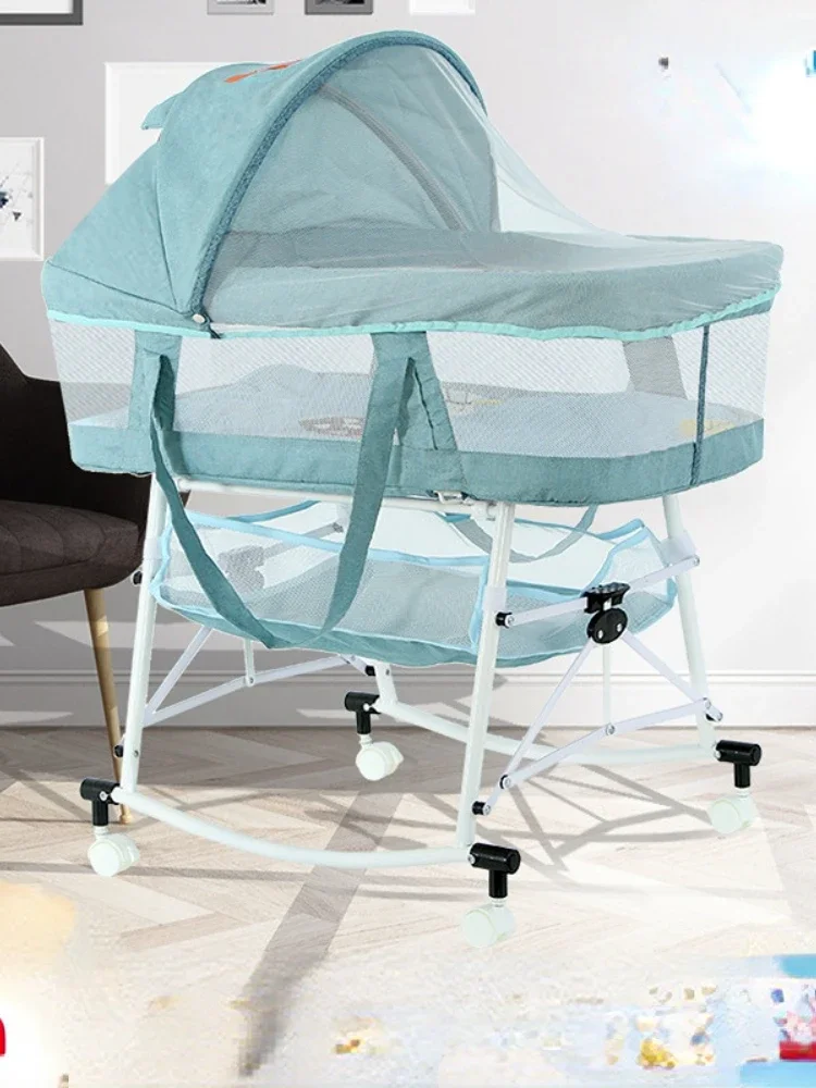 One-Button Folding Baby Cradle – Multi-Functional Newborn Bassinet, Portable Outdoor Baby Bed, Basket Bed for Infants