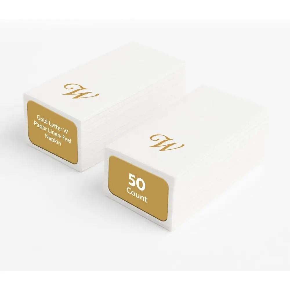 

15.8x7.9 Inch Disposable Striped Hand Towels with 'W' Cursive, White Paper Napkins for Airlaid or Restroom Use