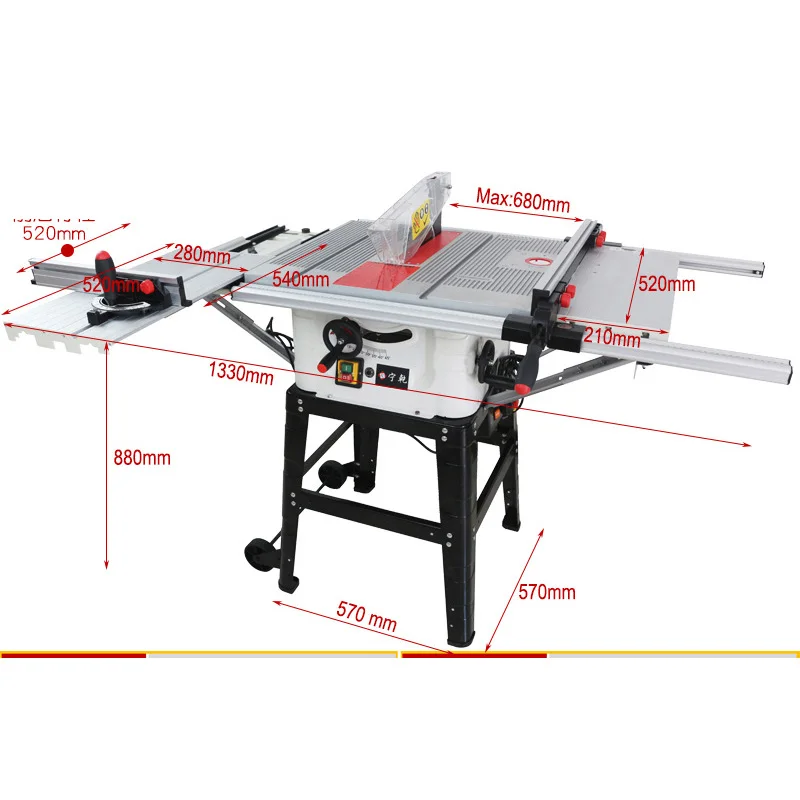 10inch Table Saw Woodworking Machine Aluminum Alloy Pvc Wood Milling Precision Sliding Cutting Machine Multi-material Trimming