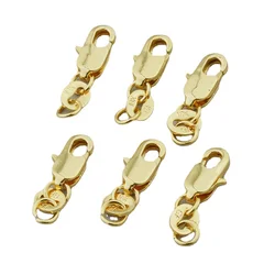 10/50Pcs 925 Silver Gold Plated Copper Jewelry Connectors Buckle Lobster Clasps Crimp End Necklace Bracelet Accessories 17*5MM
