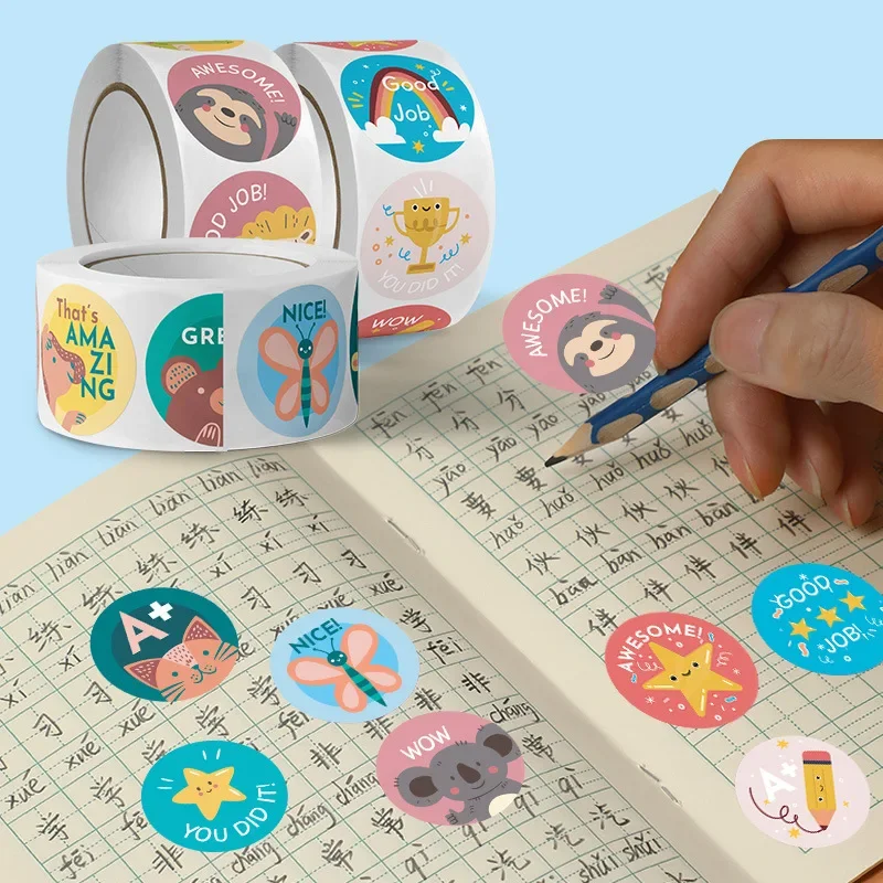 100-500Pcs Cute Cartoon Animals Reward Stickers for Kids School Teacher Supplies Kids Classic Toy Gift Sealing Decor Stationery image 6