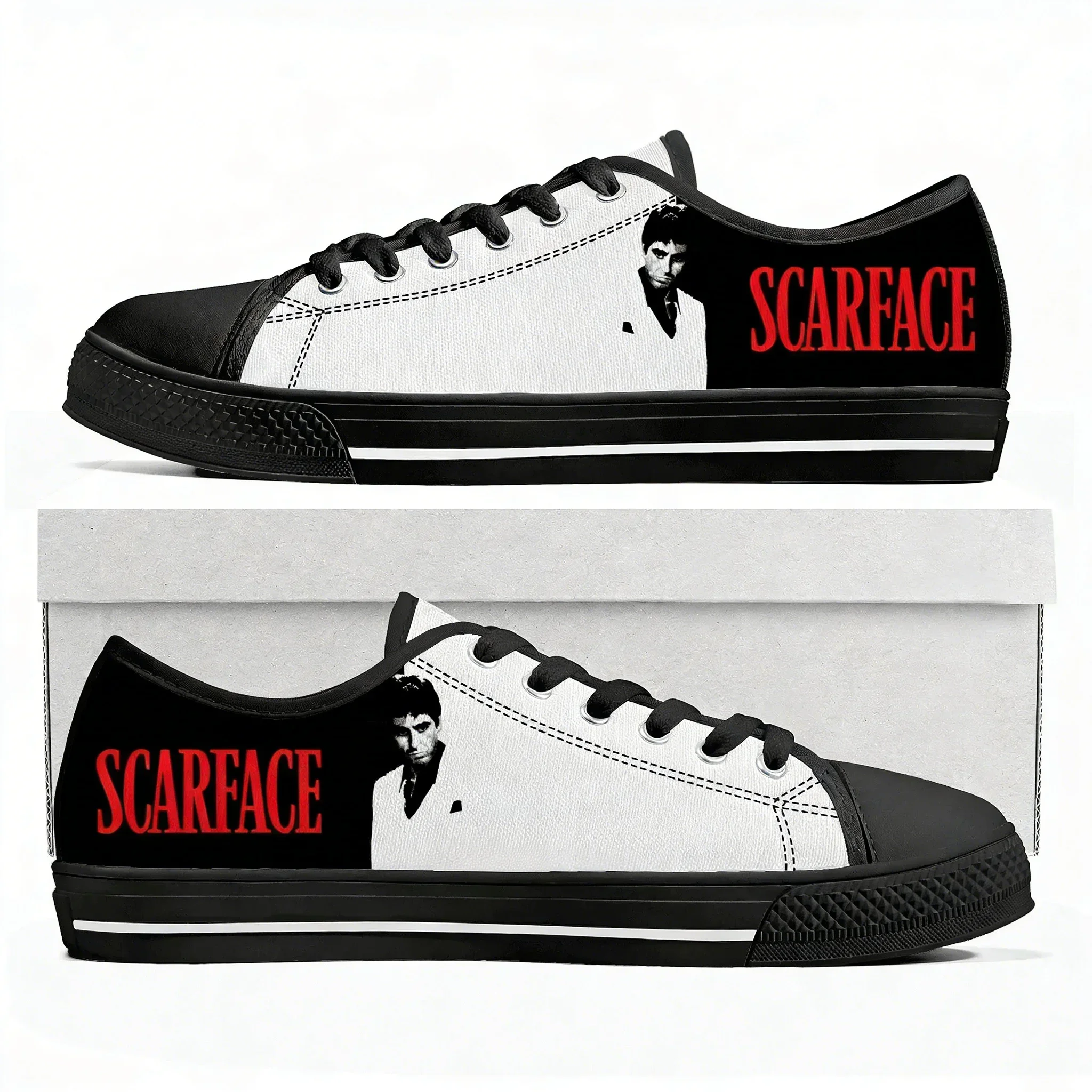 

Низкие кеды Scarface для мужчин, женщин и подростков, высококачественные кеды из канваса с изображением Аль Пачино, повседневная обувь для пар, обувь для самостоятельной кастомизации