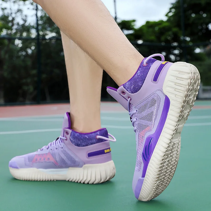 High-quality Basketball Sneakers Men Professional Non-slip Men\'s Basketball Training Shoes Pink High Women Basket Sports Shoes