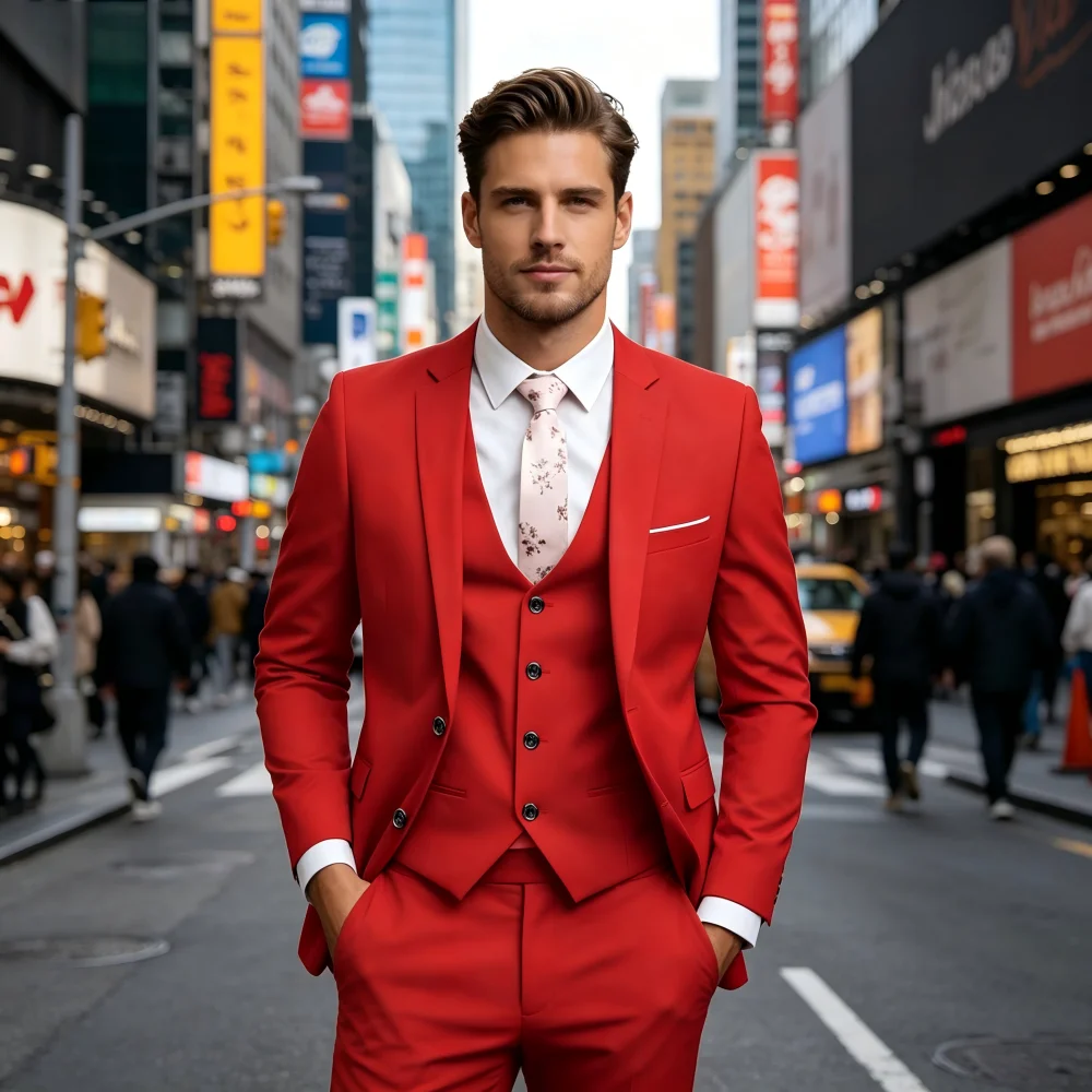 

Бежевый мужской костюм Slim Fit высокого качества с отложным воротником, комплект из 3 предметов: элегантный пиджак и жилет для мужчин
