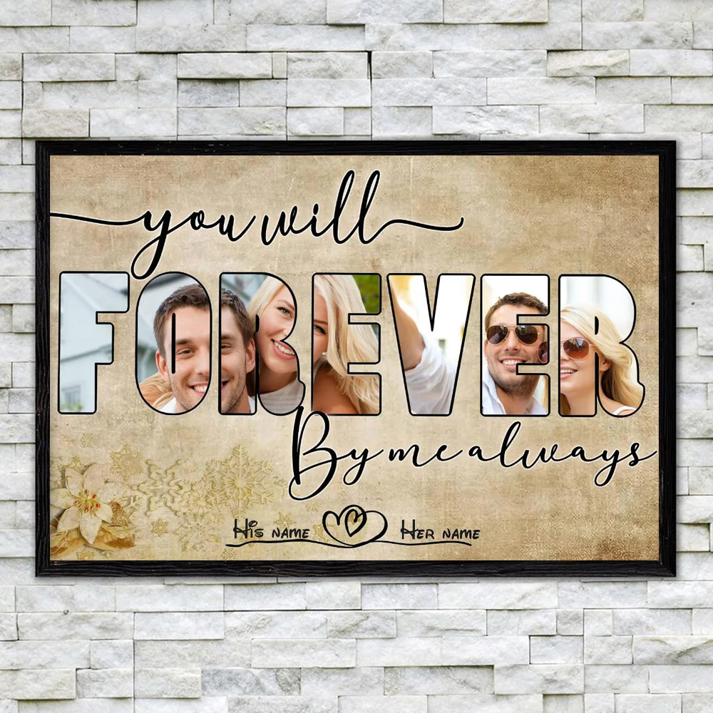 Customization Prints Couple Personal Canvas Photo Boy And Girlfriend Lovers Name Wall Art Painting For Wedding Anniversary