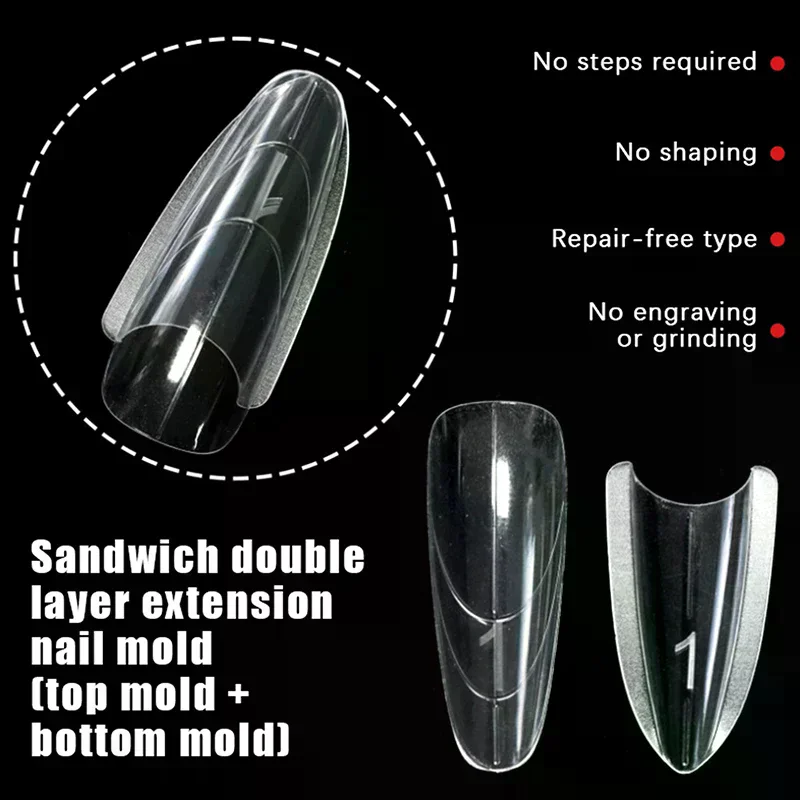 Sandwich Dual Nail Forms 240 Stück 15 Größen Extensions-Dual Forms Sarg Mandel Nagelformen Top Mold Bottom Mold