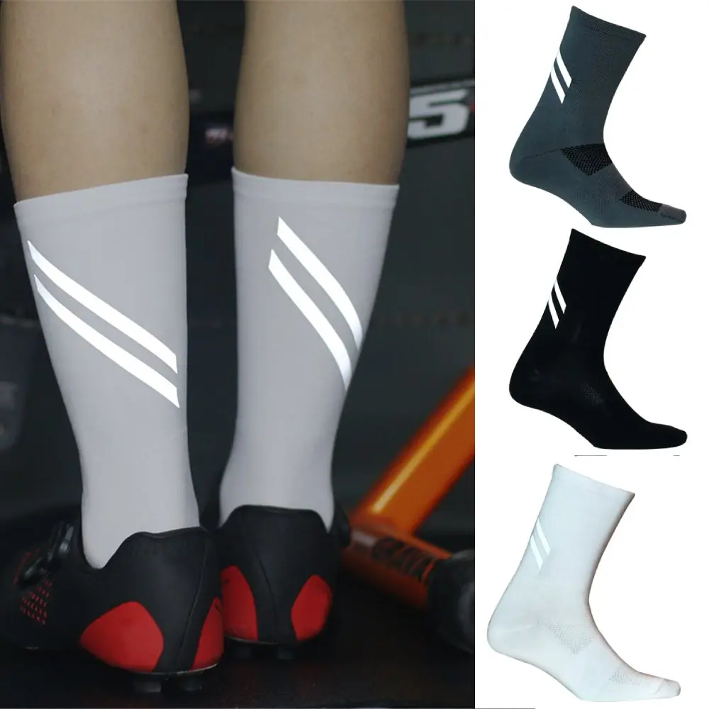 

High Reflective Cycling Socks Anti Slip Professional Bike Team Socks Compression Sport Racing Running Socks Calcetines Ciclismo