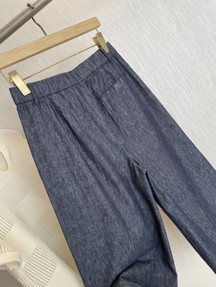 봄, 여름 여성 캐주얼 솔리드 컬러 하이 웨이스트 루즈 와이드 레그 팬츠