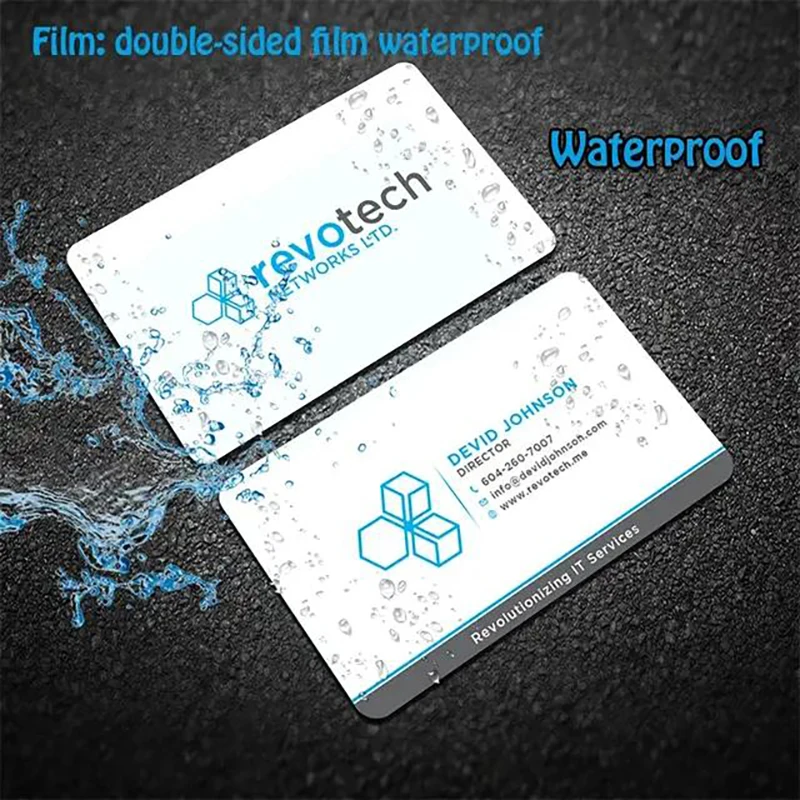 Benutzer definierte PVC-Business-ID-Karte eigenes Design Logo Name Kunststoff wasserdicht Doppelseite glänzend matt danke 0,38mm 85.5*54mm 200 stücke