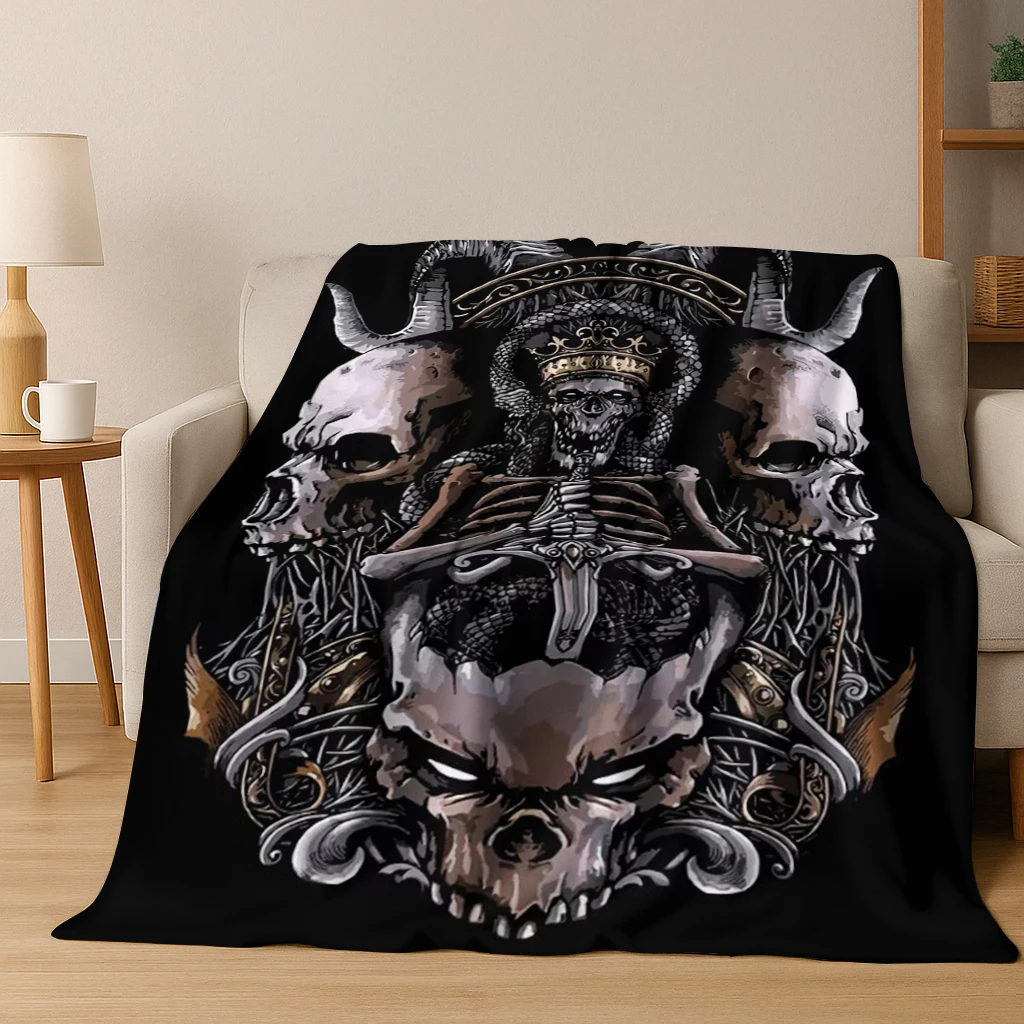 Wikinger Fenrir Rabe nordische Mythologie Totenkopf Rune Flanelldecke weiche warme Decke für Schlafzimmer Zimmer Büro Reisen Camping Picknick