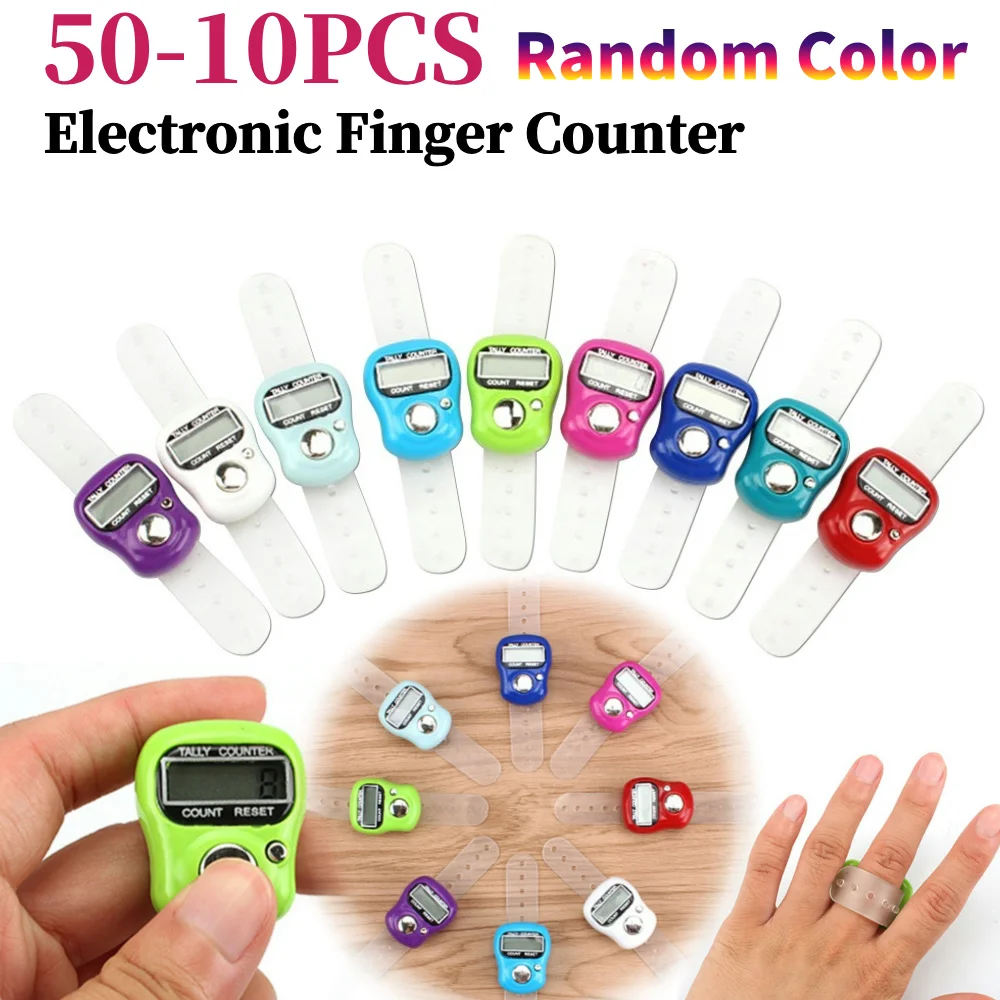 50-10pcs Display Electronic Tally Counter Electronic Finger Counter Ring Row Tally Pedometer for Pray Buddha Sewing Stitch