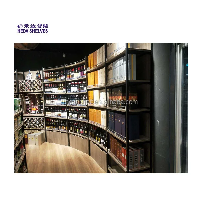 مخصص. رفوف متجر خشبية متجر الخمور رفوف جندول متجر عرض الرفوف #4