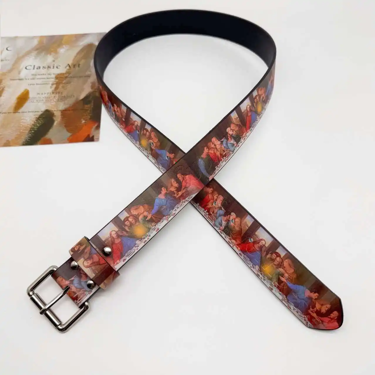 Y2K Mosaic Pattern Belt For Women Men Retro Subculture Style Casual Waist Belt Trendy Versatile Pants Belt For Jeans Dress