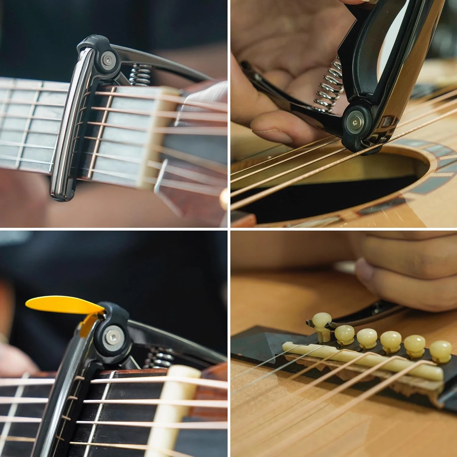 4-in-1 ギターカポ 6 弦アコースティックギターおよび - Musical Instrument Art のレビューと価格