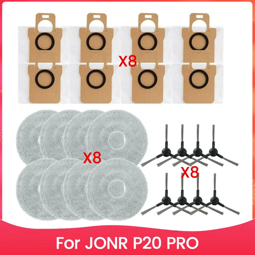 

For JONR P20 PRO Vacuum Cleaner Parts Side Brush Mop Cloth Dust Bags Accessories Kit-A77G