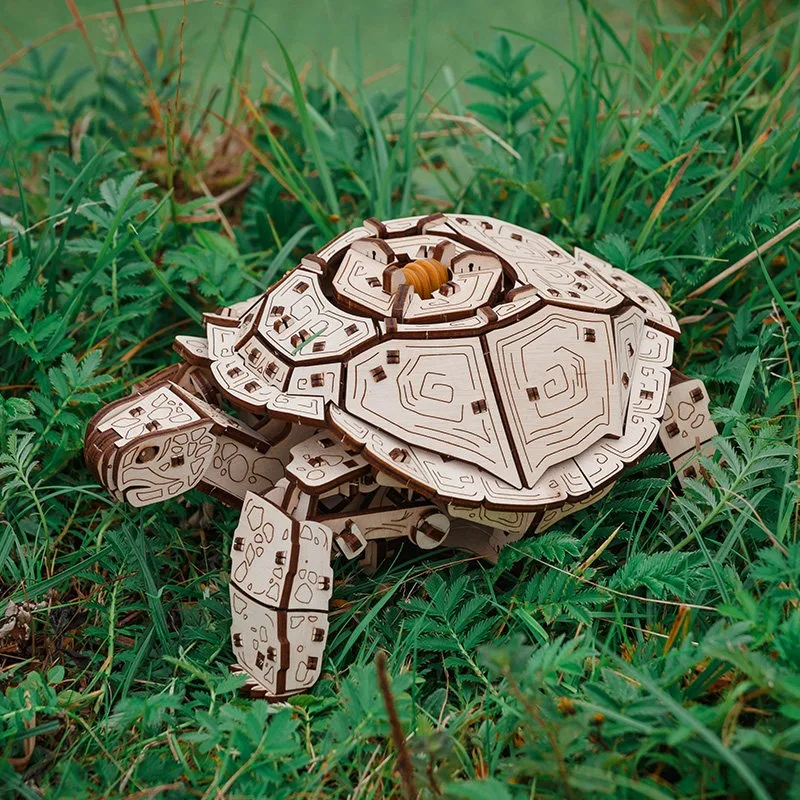 3D Wooden Puzzle Turtle Model, DIY Mechanical Assembly Toy, Educational STEM Building Kit for Kids Boys Girls Gift