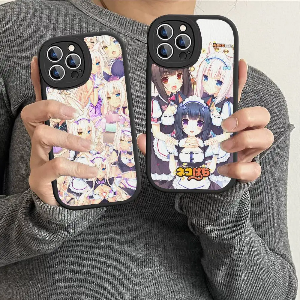 

N-NekoparaS Anime Phone Case Hard Leather For IPhone 16 15 14 Mini 11 12 13 Pro Max Plus Fundas