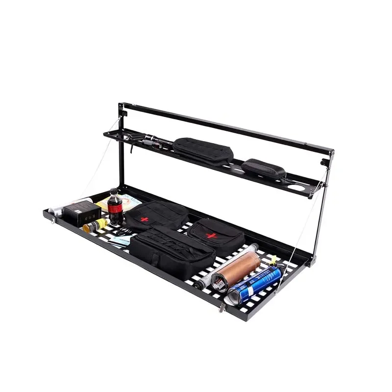 

Для Toyota FJ Cruiser 2007-2021: Черный многофункциональный складной багажник на заднюю дверь из алюминиевого сплава, автозапчасти